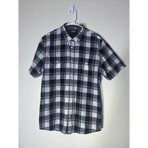 Vans Mens Button up Shirt Size Large L Plaid Adult short sleeve Collared